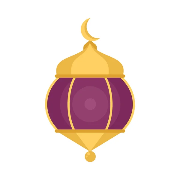 Goldene Ramadanlampe Mit Isoliertem Mondvektor — Stockvektor