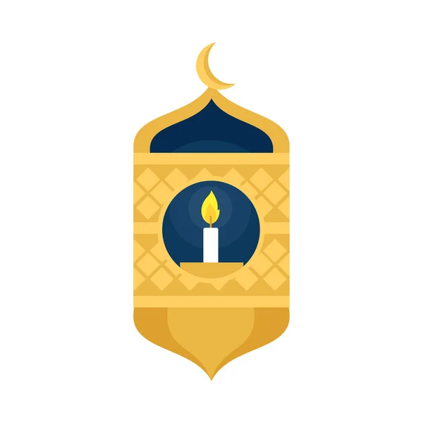 Golden Ramadan Lamp Moon Illustration Vector Isolated — Stock Vector