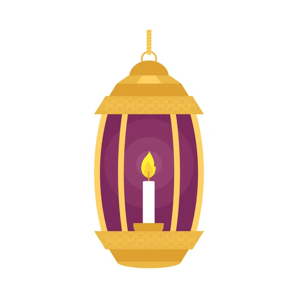 Altın Ramazan Lambası Antika Vektörü Izole Edildi — Stok Vektör