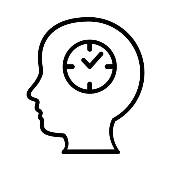 Perfil Ícone Cérebro Relógio Vetor Isolado —  Vetores de Stock