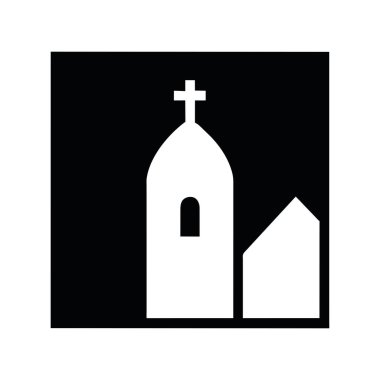 Katolik din kilisesi silueti tasarım vektörü izole edildi