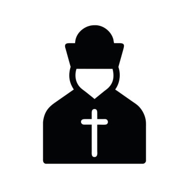 Katolik din rahibi silueti vektörü izole edildi