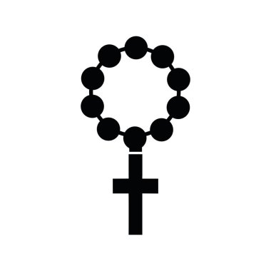 Katolik dini gerdanlık siluet ikon vektörü izole edildi