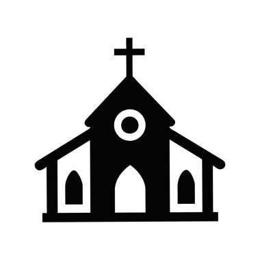 Katolik din şapeli siluet ikon vektörü izole