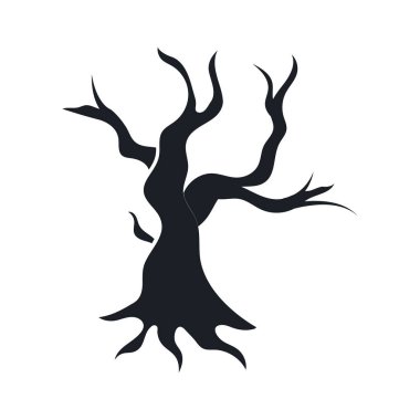 ağaç siyah siluet vektörü izole edildi