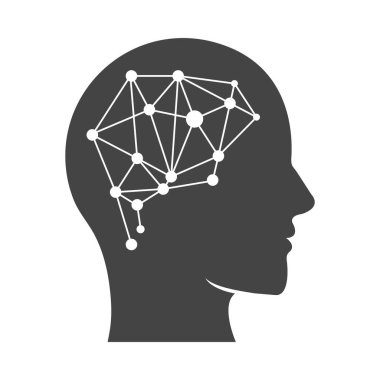 profil beyin simgesi çizim vektörü izole edildi