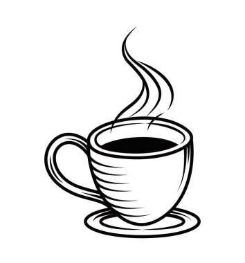 Kahve fincanı buhar vektörüyle izole edilmiş küçük çizer