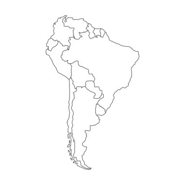 Amerika güney haritası vektörü izole edildi