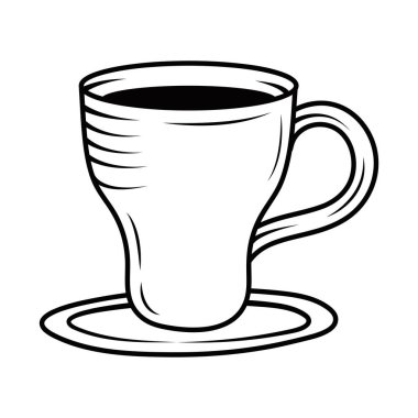 Kahve fincanı izole edilmiş tabak vektörü üzerinde uzun çizim