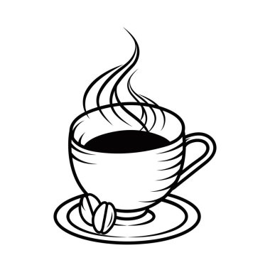 Kahve fincanı çekme ve fasulye vektörü izole