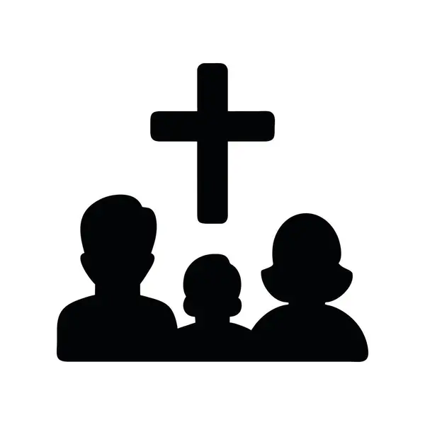 Religión Católica Silueta Familiar Vector Aislado — Vector de stock