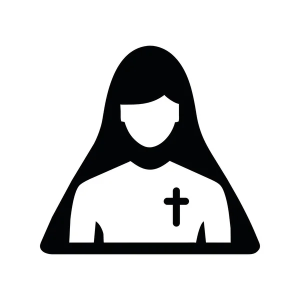 Katolik Dini Rahibe Silueti Vektörü Izole Edildi — Stok Vektör