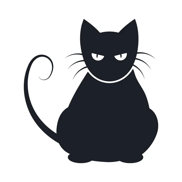 Černá Kočka Silueta Vektor Izolované — Stockový vektor