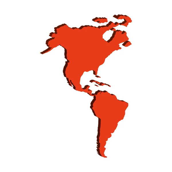 Америка Карта Красном Цвете Вектор Изолирован — стоковый вектор