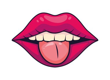 ağız pop sanat pembe tasarım vektörü izole