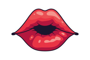 Ağız pop sanatı çizim vektörü izole edildi