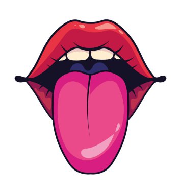 ağız pop sanat kırmızı tasarım vektörü izole