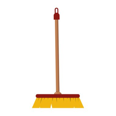 Tahta süpürge illüstrasyon vektörü izole edildi