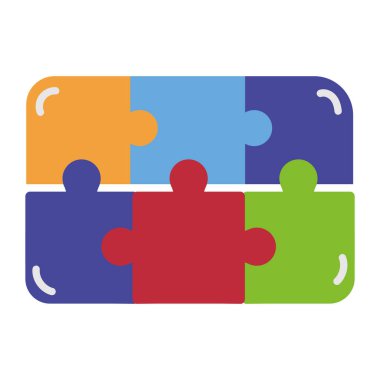 Yapboz parçaları renkli tasarım vektörü izole edildi