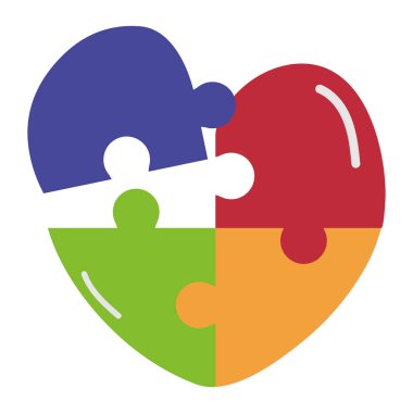 Kalp şekli vektöründeki bulmaca parçaları izole edildi