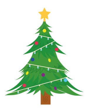 Noel ağacı illüstrasyon vektörü izole edildi
