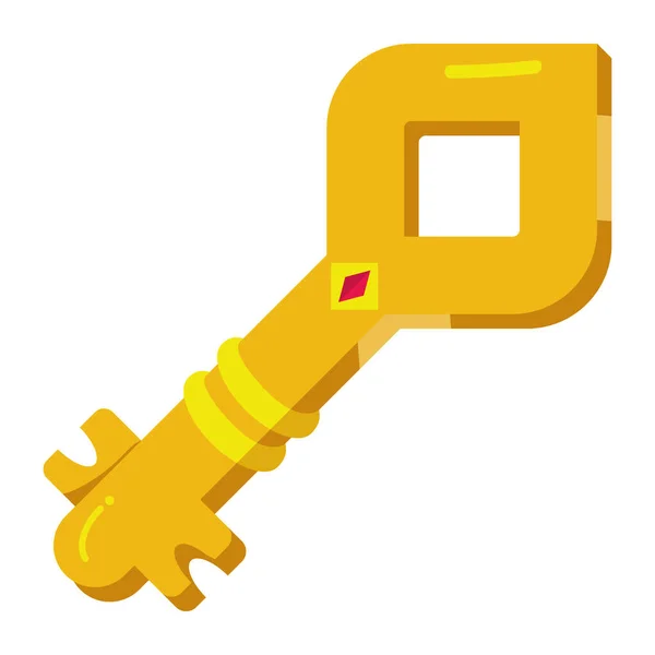 Schlüssel Videospiel Golden Mit Juwelen Vektor Isoliert — Stockvektor