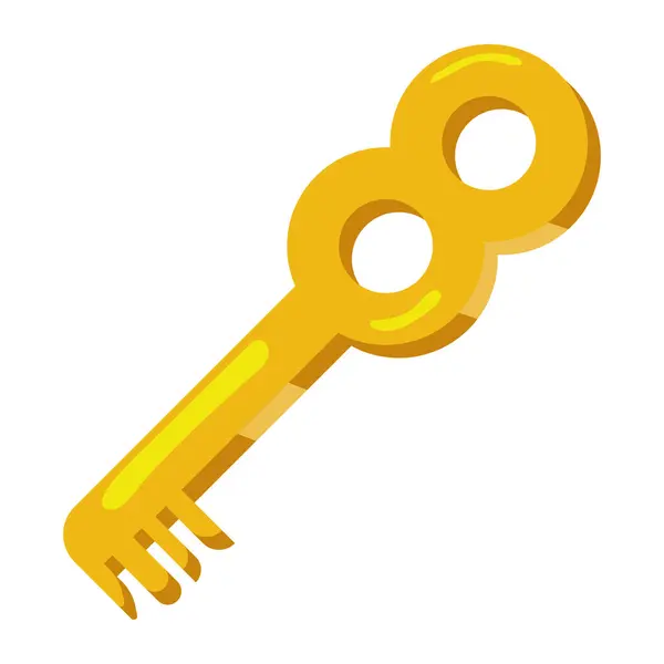 Schlüssel Videospiel Golden Mit Juwelen Vektor Isoliert — Stockvektor