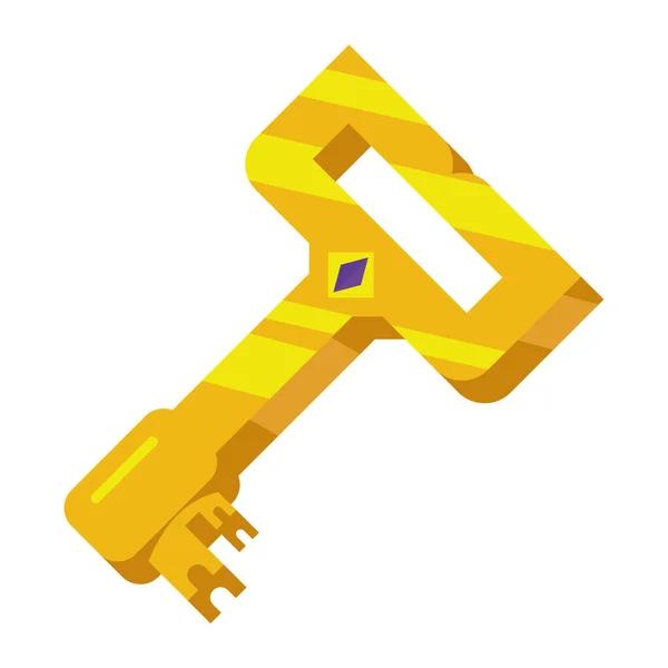 Schlüssel Videospiel Goldenen Vektor Isoliert — Stockvektor