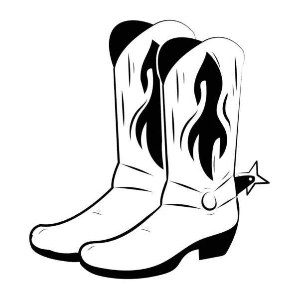 Cowbow Hand Draw Boots Vector Isolated — Stock Vector