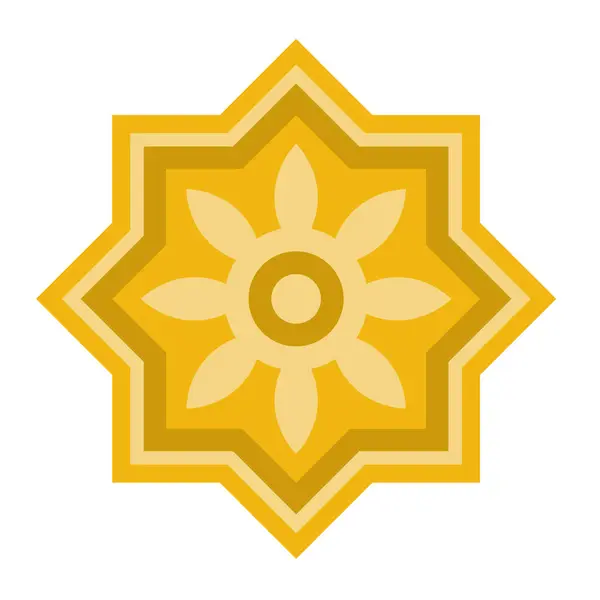 Islámský Hvězdicově Žlutý Vektor Izolován — Stockový vektor