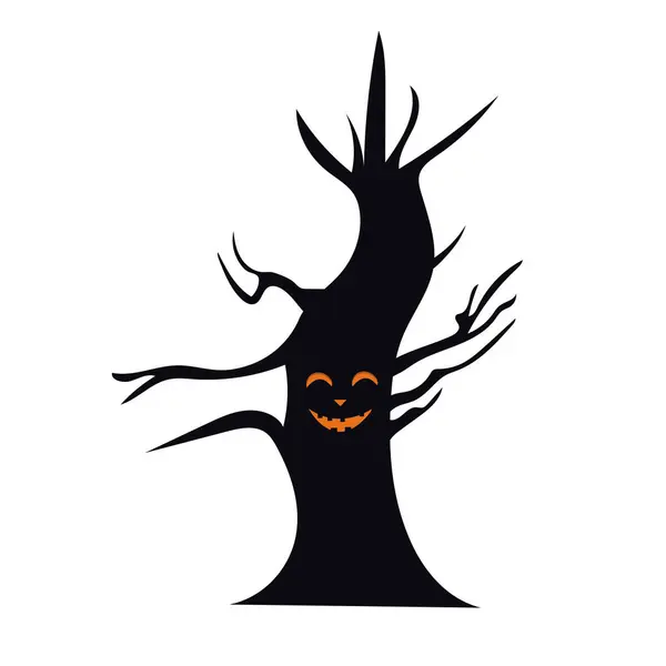 Halloween Zwarte Boom Vector Geïsoleerd — Stockvector