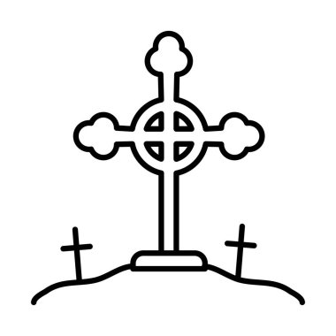 Cadılar Bayramı mezar taşı simgesi vektörü izole edildi