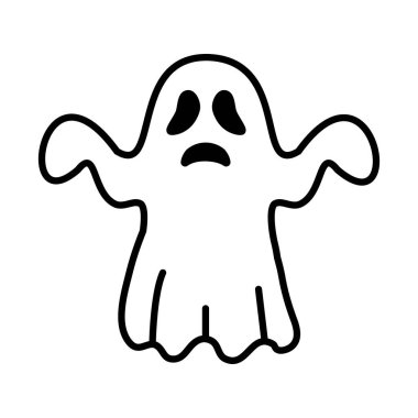 Cadılar Bayramı hayalet simgesi vektörü izole edildi