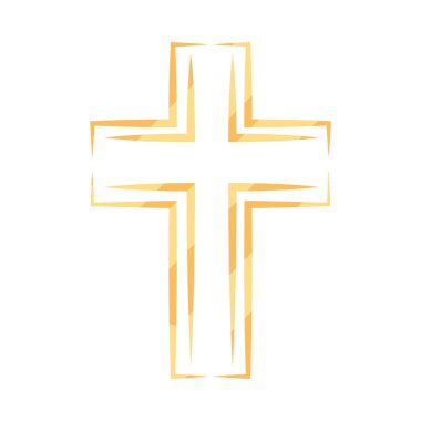 Katolik haçı altın tasarım vektörü izole edildi