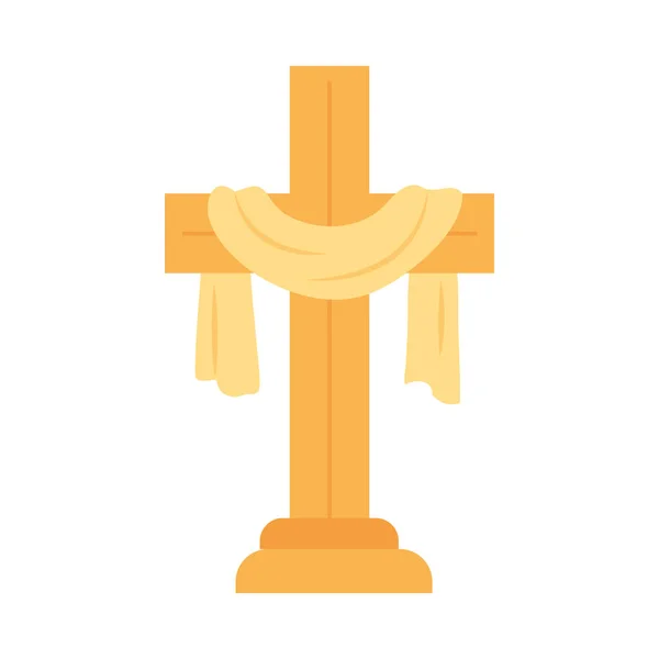 Croce Cattolica Vettore Dorato Isolato — Vettoriale Stock