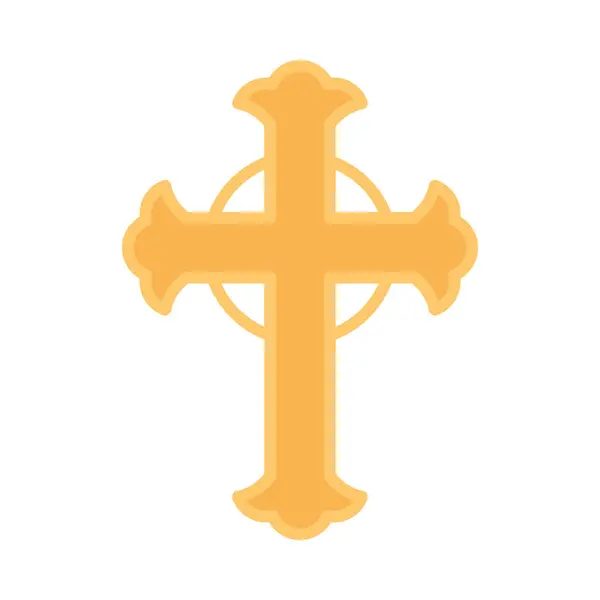 Catholic Cross Golden Bright Vector Isolated — Stock Vector