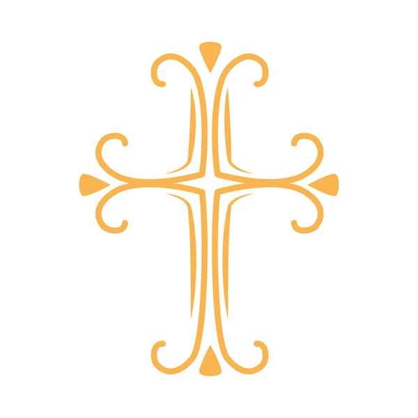 Katolikus Kereszt Arany Illusztráció Vektor Izolált — Stock Vector