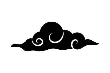 Çin bulut silueti siyah tasarım vektörü izole edildi