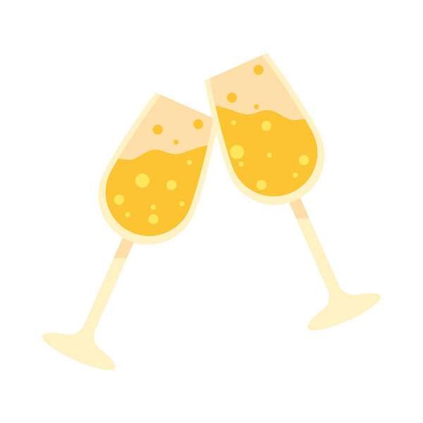 чашки шампанского тост золотой вектор изолированы