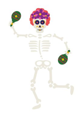 Dansçı iskelet vektörü izole edildi.