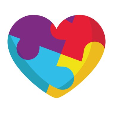 otizm günü kalp vektörü izole edildi