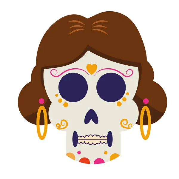 stock vector dia de los muertos woman skull vector isolated