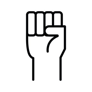 Yükseltilmiş yumruk simgesi vektörü izole edildi