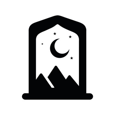 Müslüman ay vektörü izole edilmiş pencere