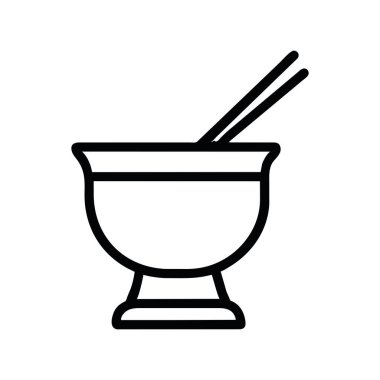 Çin yemek kasesi ikonu vektörü izole edildi