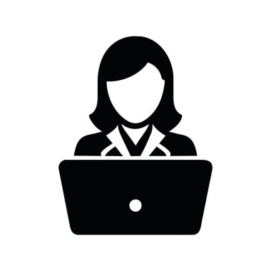 iş kadını simgesi vektörü izole edildi