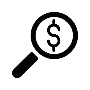 Dolar sembolü vektörü izole edilmiş loupe simgesi