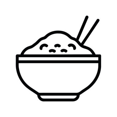 Çin pirinç kasesi ikonu vektörü izole edildi