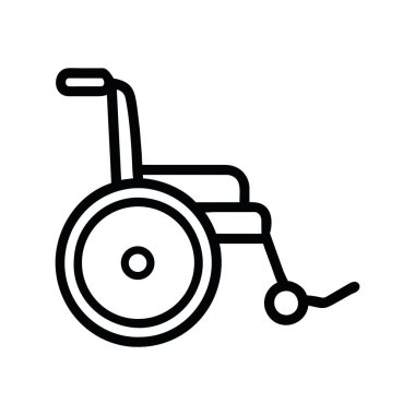 Tekerlekli sandalye simgesi resimleme vektörü izole edildi