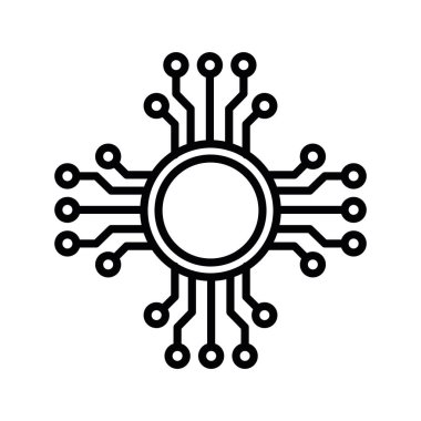 ai teknoloji çipi simge çizim vektörü izole